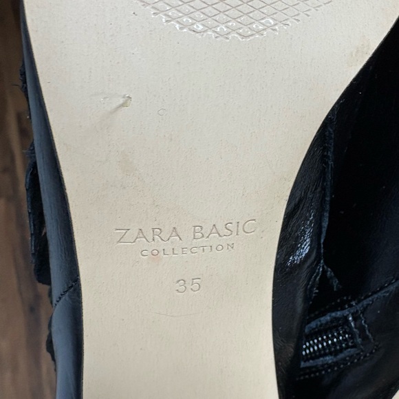 Zara Collection 3D Floral Ankle Boots Black Leather High Heel Stiletto Glam Sz 5 - Picture 6 of 13
